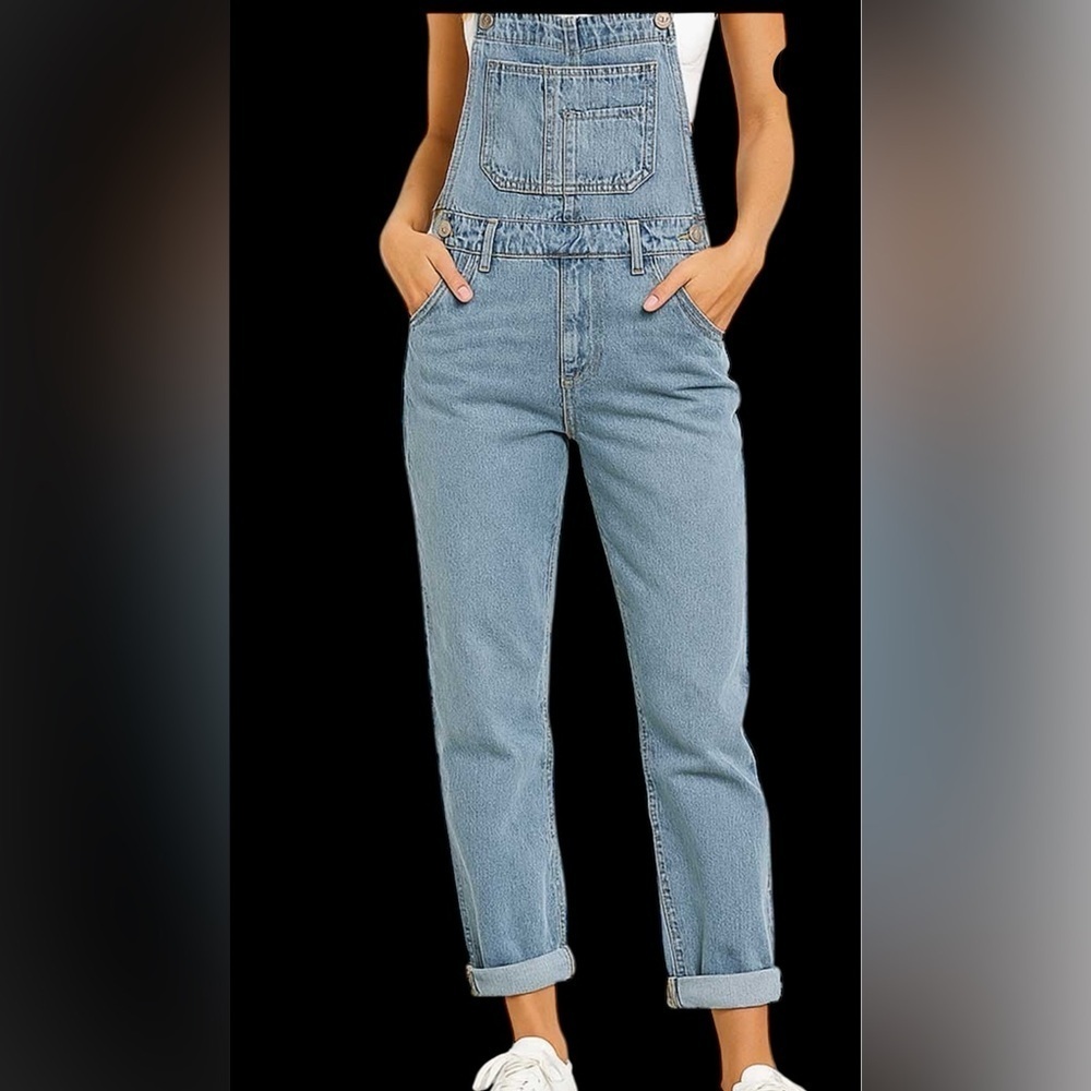 Women's Classic Denim Slightly Wide Leg Overalls. Size Small - Picture 3 of 4